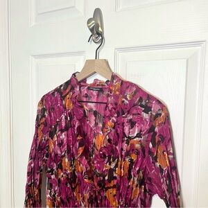 ✧･ﾟvtn pink funky floral open-front top